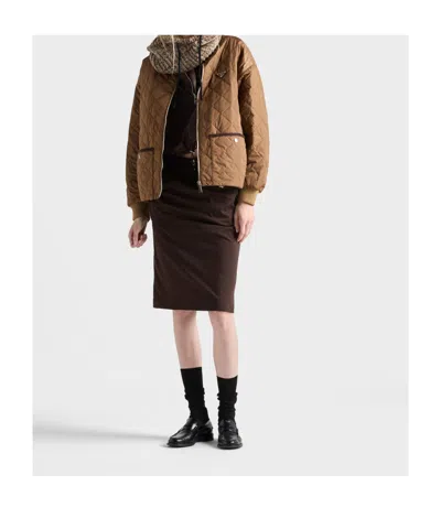 Prada Lightweight Quilted Re-nylon Jacket In Brown