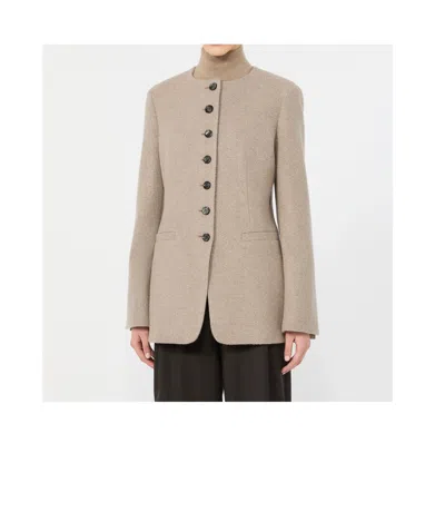 Max Mara Cashmere Single-breasted Collarless Jacket In Neutral