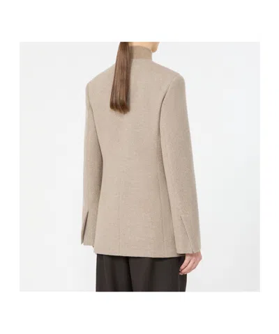 Max Mara Cashmere Single-breasted Collarless Jacket In Neutral