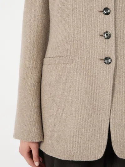 Max Mara Cashmere Single-breasted Collarless Jacket In Neutral