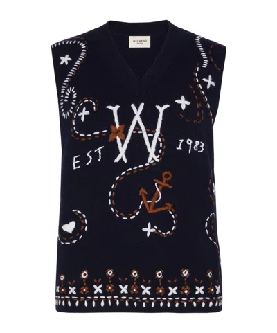Weekend Max Mara Intarsia-knit Sleeveless Virgin-wool Sweater In Black