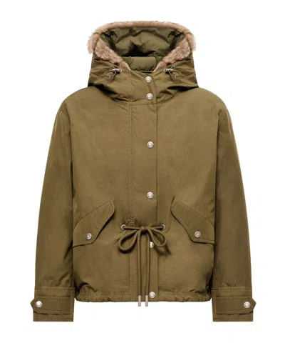 Moncler Effraie 3-in-1 Shearling Trimmed Down Parka In Green