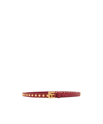 Prada Stud Embellished Textured Leather Adjustable Belt In Red