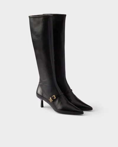 Prada Stretch Nappa Leather Boots In Black