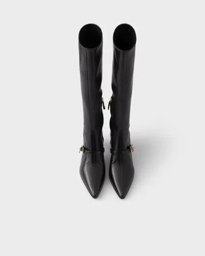 Prada Stretch Nappa Leather Boots In Black