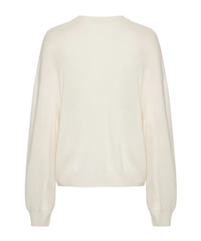 Rotate Birger Christensen Merino Wool-cashmere Oversized Pullover Sweater In White