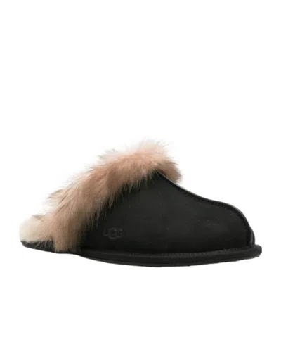 Ugg Leather Fur-lined Round-toe Flat Mules In Multi