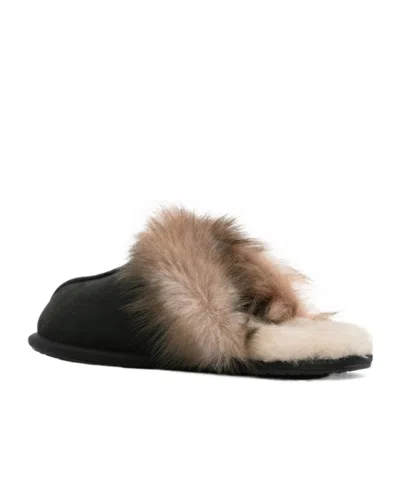 Ugg Leather Fur-lined Round-toe Flat Mules In Multi