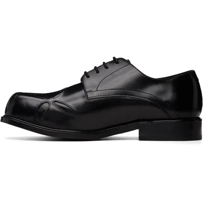 Stefan Cooke Black Slashed Square Toe Derbys In Black