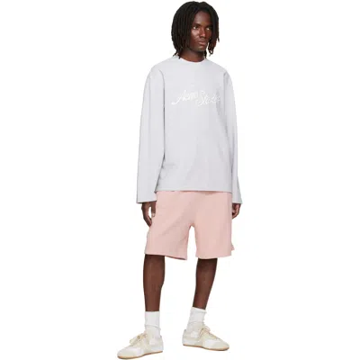 Acne Studios Pink Embroidered Logo Shorts In Pattern