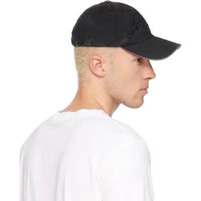 Acne Studios Faded Black Baseball Cap With Embroidered Logo In Black