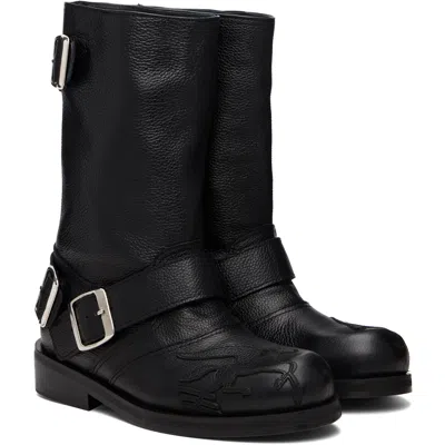 Stefan Cooke Black Pegasus Biker Medium Boots In Black