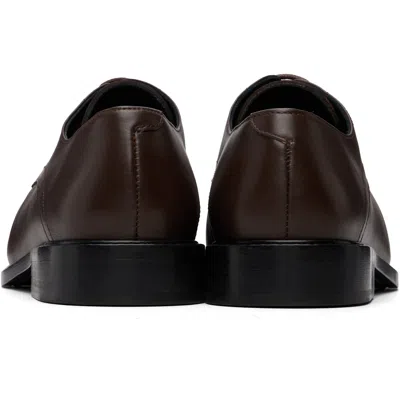 Stefan Cooke Brown Slashed Square Toe Derbys In Brown