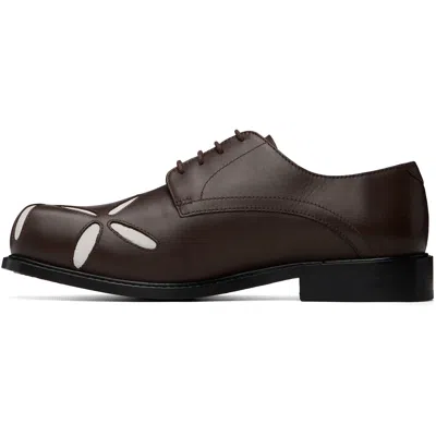 Stefan Cooke Brown Slashed Square Toe Derbys In Brown
