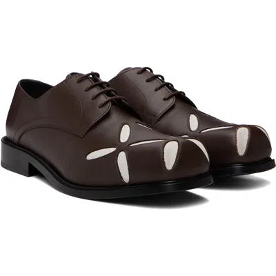 Stefan Cooke Brown Slashed Square Toe Derbys In Brown