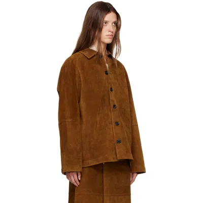 Studio Nicholson Tan Bowe Suede Jacket In Brown