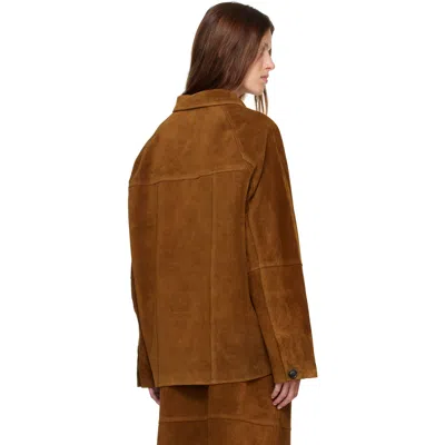 Studio Nicholson Tan Bowe Suede Jacket In Brown
