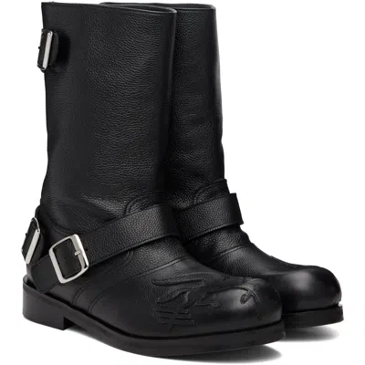Stefan Cooke Black Pegasus Biker Boots In Black