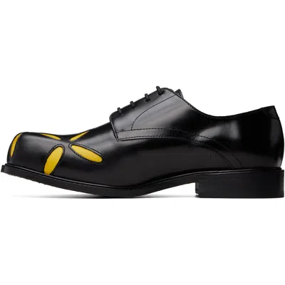Stefan Cooke Black Slashed Square Toe Derbys In Black