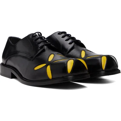 Stefan Cooke Black Slashed Square Toe Derbys In Black