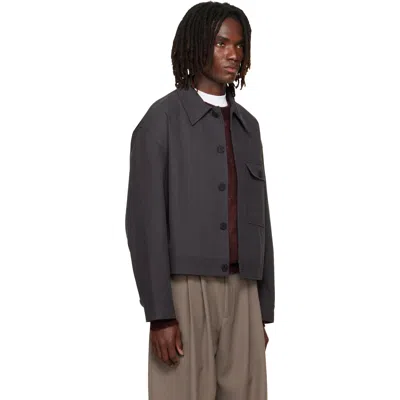 Studio Nicholson Cotton Concealed Placket Overshirt In Gray