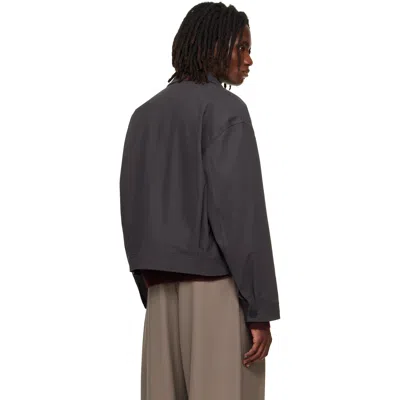 Studio Nicholson Cotton Concealed Placket Overshirt In Gray