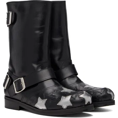 Stefan Cooke Black Star Biker Boots In Multi