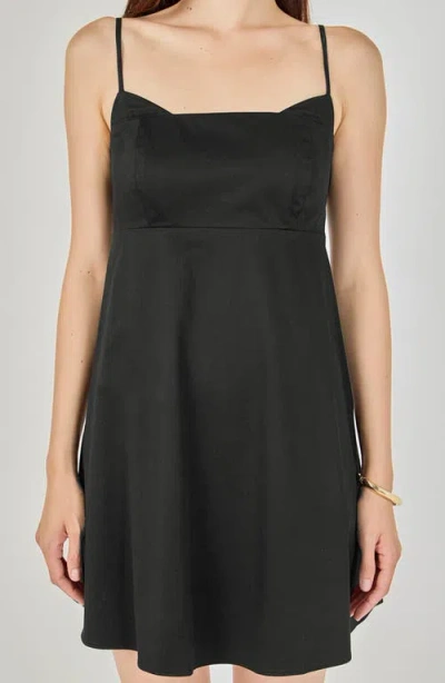 Endless Rose Spaghetti Strap Minidress In Black