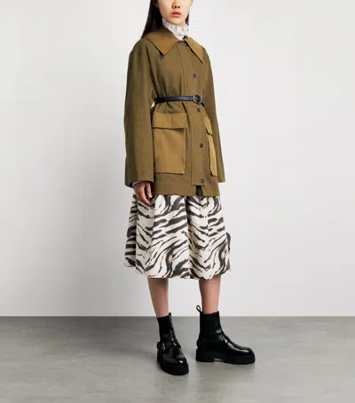 Ganni Oversized Cotton Utility Jacket In Green