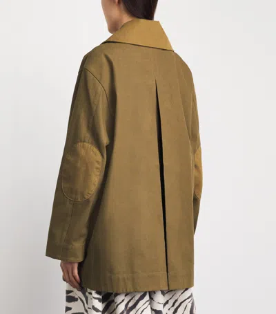 Ganni Oversized Cotton Utility Jacket In Green