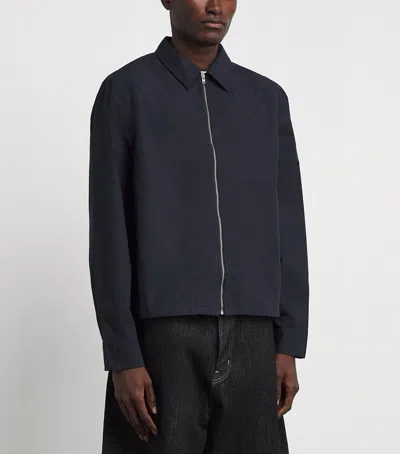 Fred Perry Poplin Overshirt Navy In Blue
