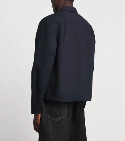 Fred Perry Poplin Overshirt Navy In Blue