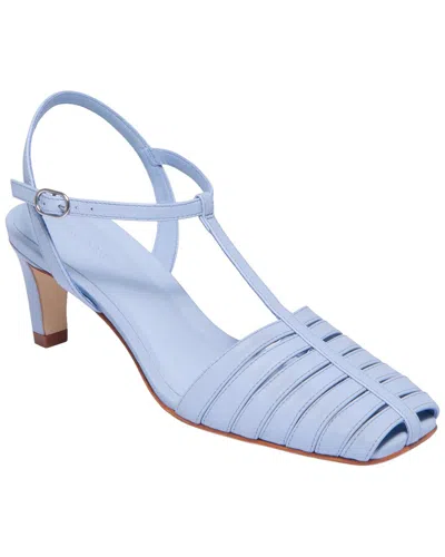 Bernardo Peoria Leather T-strap Heel Sandal In Blue