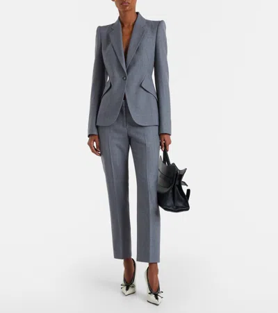 Alexander Mcqueen Wool Slim Pants In Grau