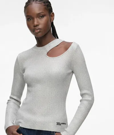 Kl Jeans Metallic-beschichteter Pullover In Silver