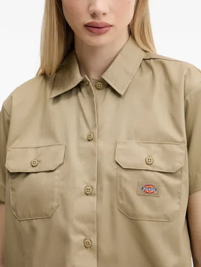 Dickies Flap-pocket Button Shirt In Brown