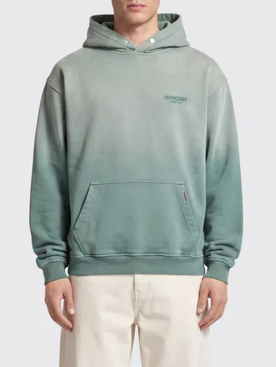 Represent Relaxed Fit Cotton Hoodie With Printed Logo In Blue