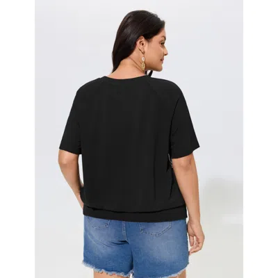 Bloomchic Supersoft Boho Print Raglan Sleeve T-shirt In Black