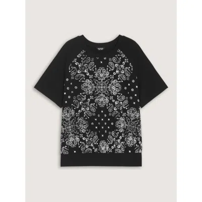 Bloomchic Supersoft Boho Print Raglan Sleeve T-shirt In Black