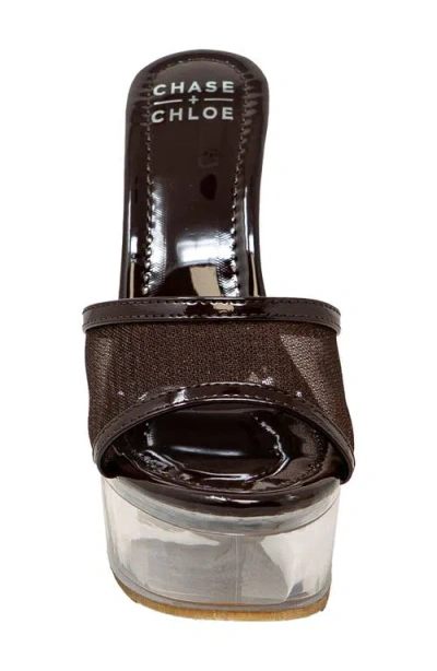 Chase & Chloe Chase And Chloe Mesh Strap Platform Sandal In Brown