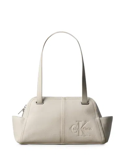 Calvin Klein Logo-debossed Shoulder Bag In White