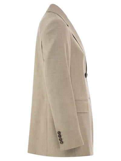 Max Mara Maxmara Studio Mstedito - Single-breasted Stretch Virgin Wool Blazer In Brown