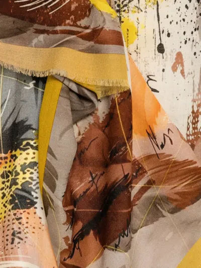 D'aniello Abstract-print Frayed Scarf In Multi