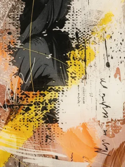 D'aniello Abstract-print Frayed Scarf In Multi