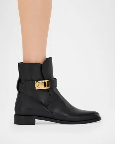 Ferragamo Zanira Leather Ankle Boots In Black
