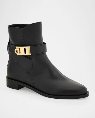 Ferragamo Zanira Leather Ankle Boots In Black