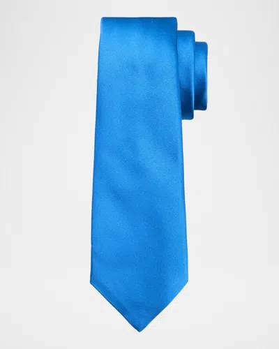 Kiton Men's Solid Silk Tie In Blue