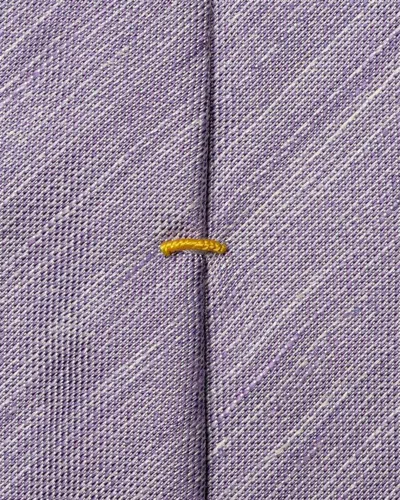Eton Mid Purple Solid Linen & Silk Tie In Purple