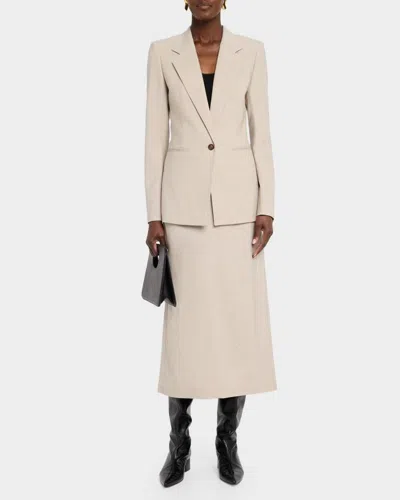 Lafayette 148 Single-button Stretch Wool Blazer In Sandstone