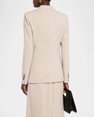 Lafayette 148 Single-button Stretch Wool Blazer In Sandstone